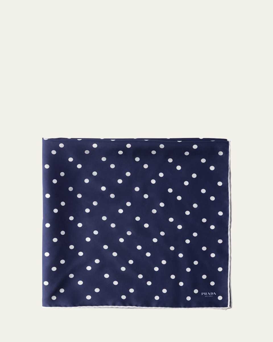 Polka Dot Printed Silk Scarf